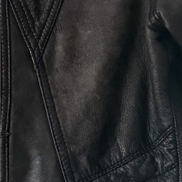 River Island real leather jacket black motorcycle jacket used size 10 - Picture 8 of 8